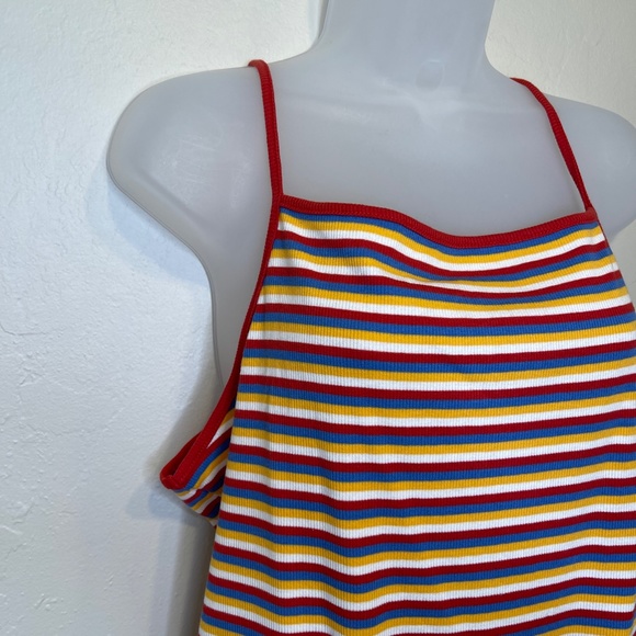 Madewell NWT Retro Rainbow Striped Spaghetti  Strap Ribbed Thong Bodysuit - Picture 6 of 12